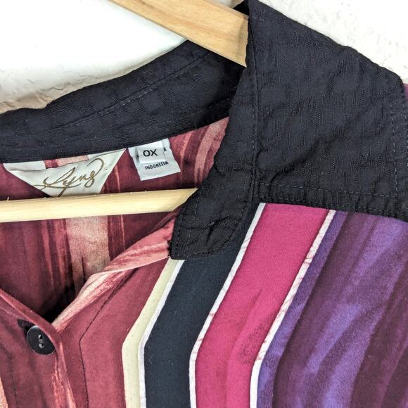 Lyng Art to Wear Oversized Tunic Shirt Blouse Button Up Lagenlook Abstract XL/0X - Picture 5 of 7